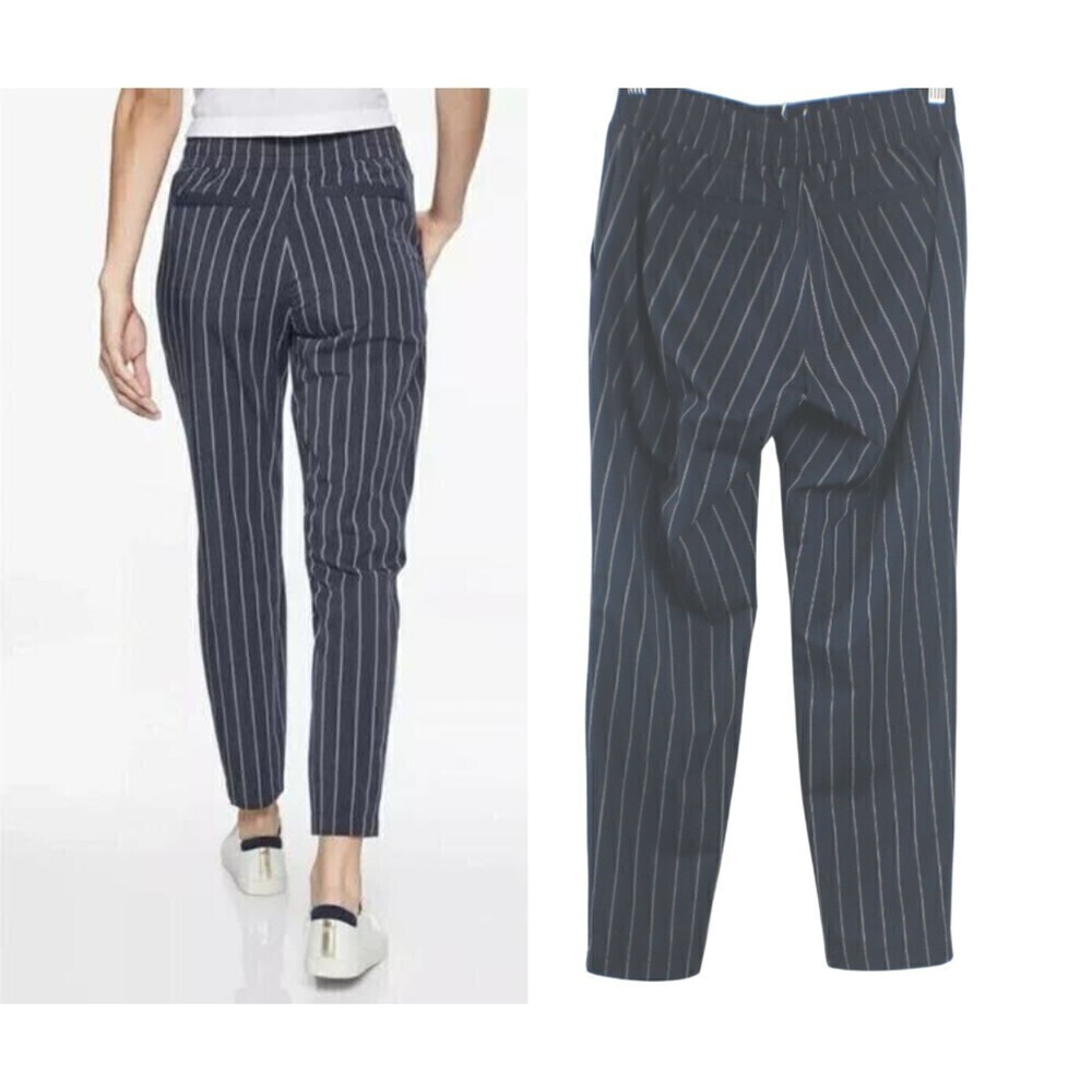 Athleta Blue Midtown Size 0 Stripe Ankle Pull On Athleisure Pants Trouser Office - Picture 16 of 16